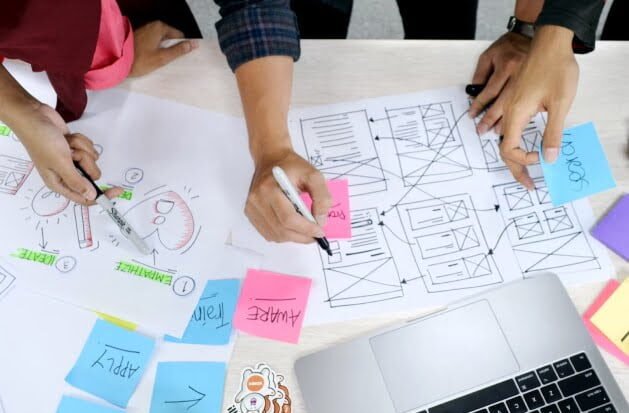 Students working together from the Diploma of User Experience Design course at the Australian Pacific College
