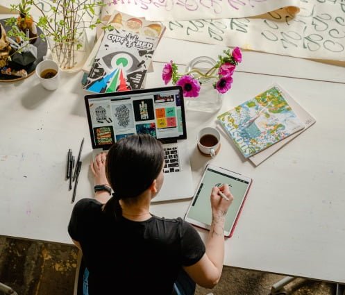 Student working at the Australian Pacific College Advanced Diploma of Graphic Design course