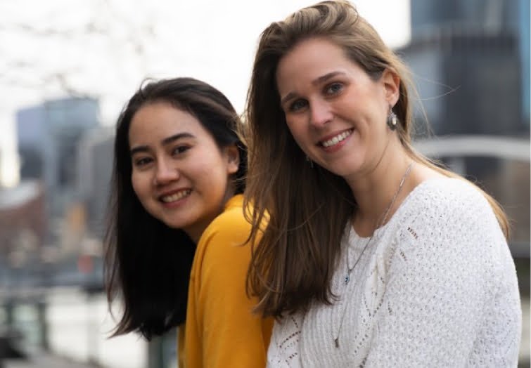 Australian Pacific College students relaxing outdoors