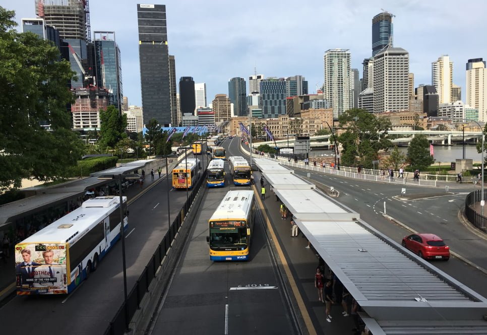 Buses used by many of the Australian Pacific College Brisbane Campus students