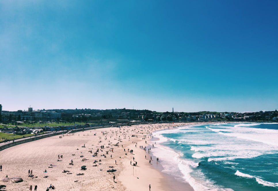 A location shot of Bondi Beach near the Australian Pacific College Bondi Junction campus