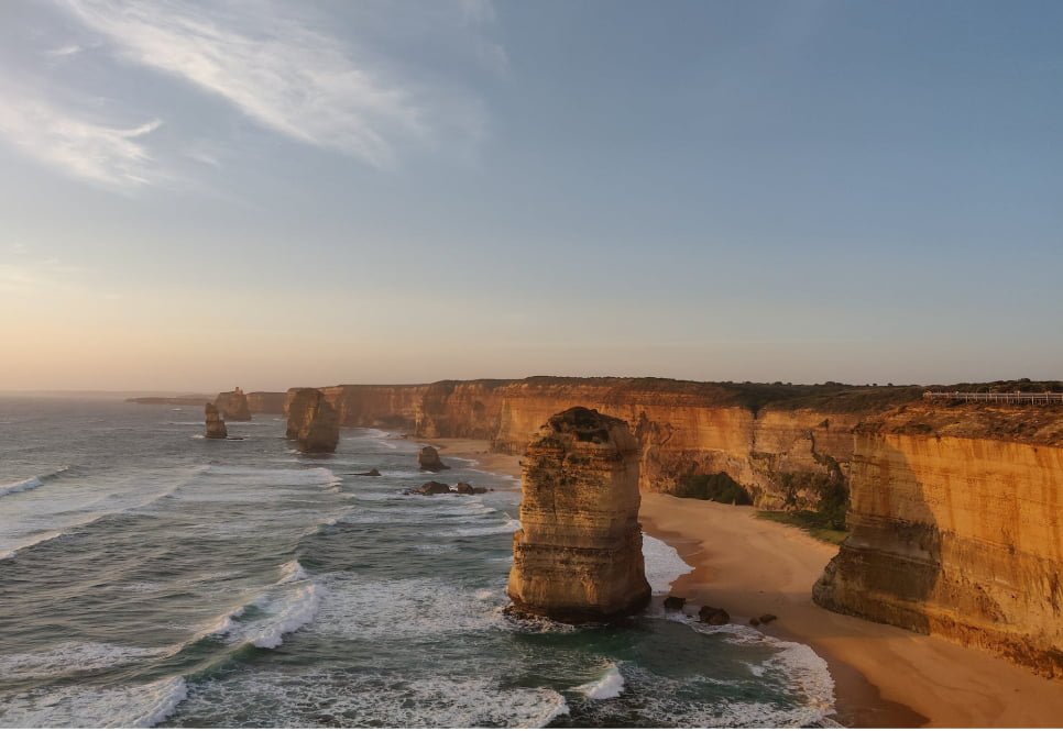 an Image of the twelve apostles in Victoria, Australia