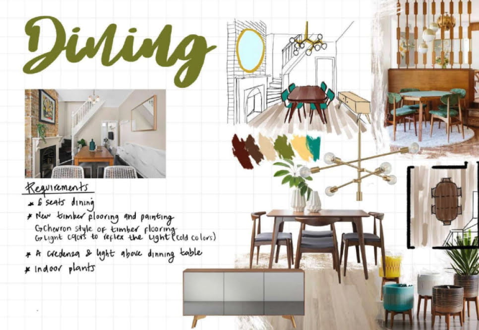 Interior concept by student Clara Medina at the Australian Pacific College