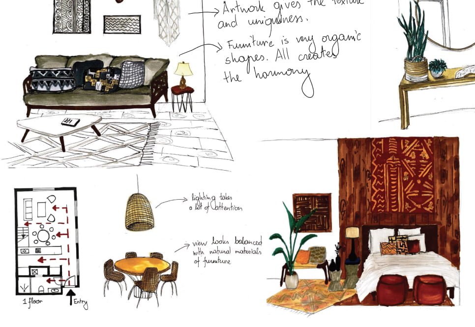 Interior concept by student Kristina Kandrotaite at the Australian Pacific College