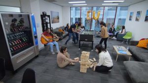 Students in the communal lounge at Australian Pacific College & English Unlimited in Melbourne